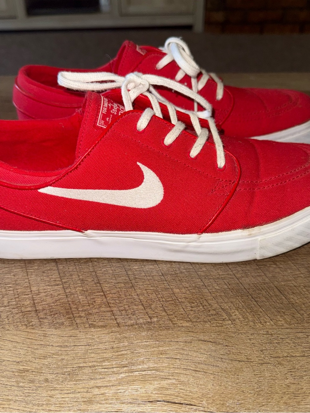 Nike Kids Red Canvas Sneakers with White Swoosh